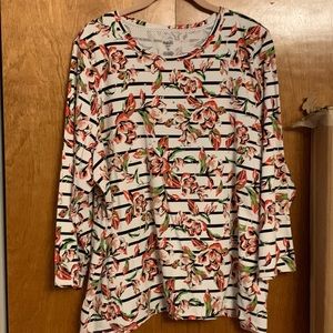 Rafaella weekend plus size pink floral 3/4 sleeve top, size 3X